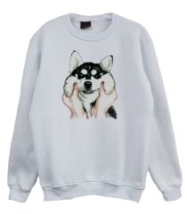 Köpek Kurt Baskılı Sweatshirt