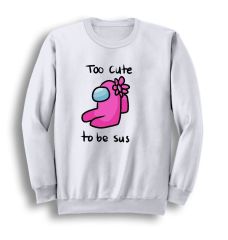 Among Us Too Cute To Be Sus Oyun Baskılı Bisiklet Yaka Sweatshirt