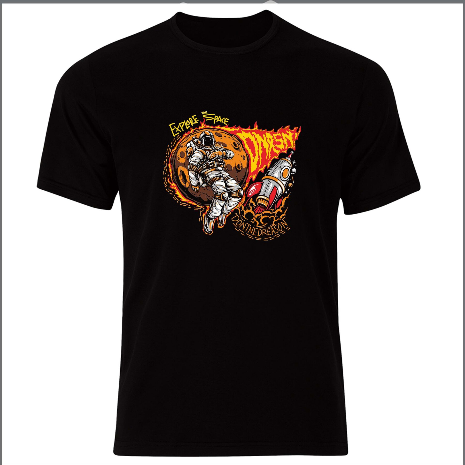 Mars ve Astronot Baskılı Özel Tasarım Unısex Tshirt