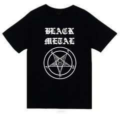 Pentagram Black Metal Baskılı T-shirt