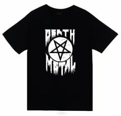 Pentagram Death Metal Baskılı T-shirt