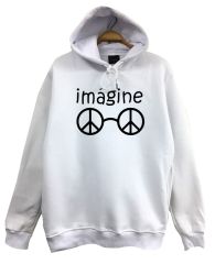 John Lennon Baskılı Kapüşonlu Sweatshirt