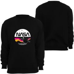 Nasa Baskılı Özel Tasarım Unisex Bisiklet Yaka Sweatshirt