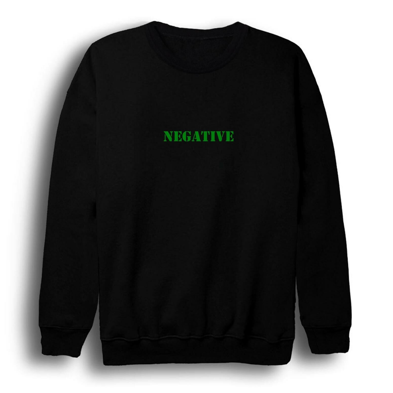 Negative Baskılı Bisiklet Yaka Sweatshirt