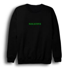 Negative Baskılı Bisiklet Yaka Sweatshirt