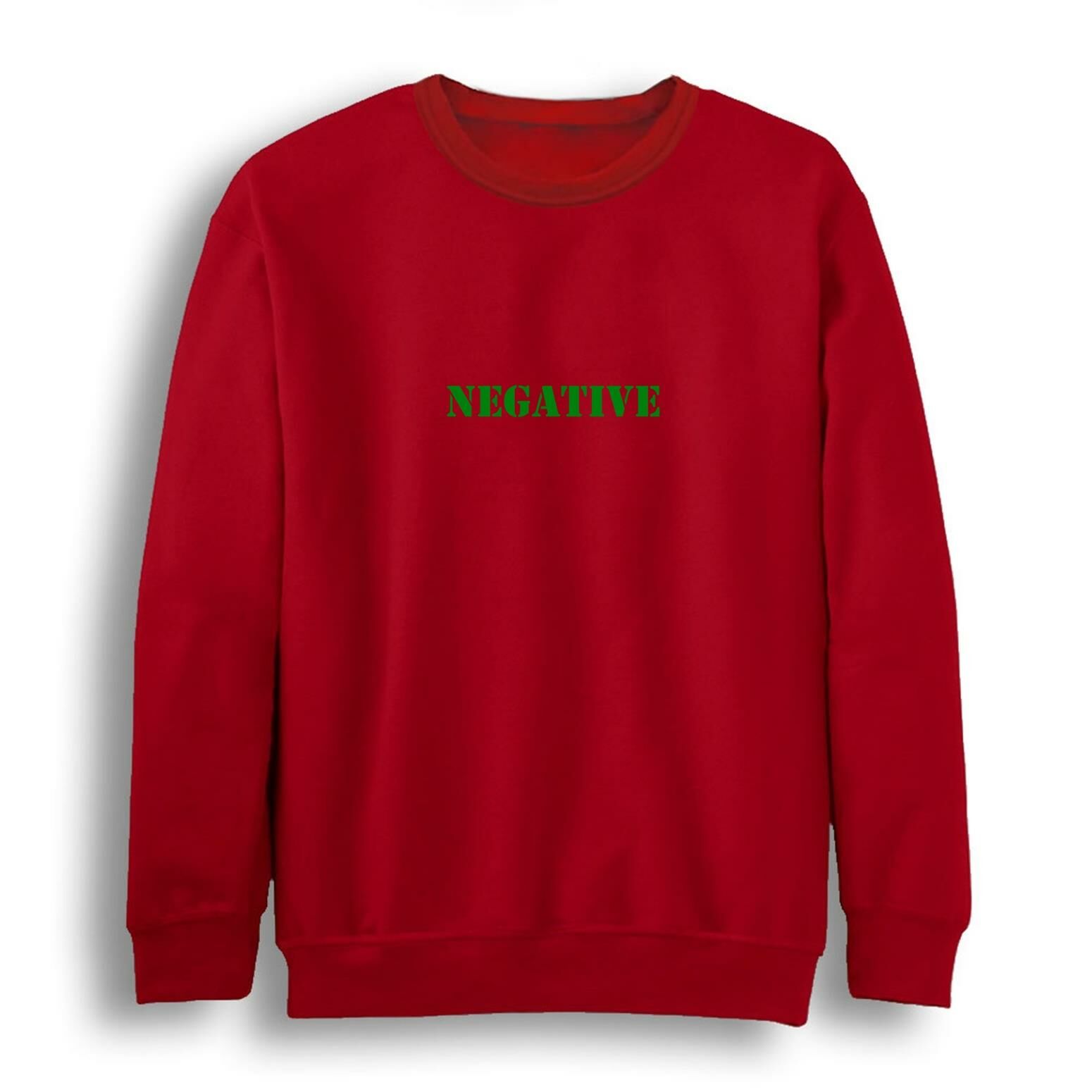 Negative Baskılı Bisiklet Yaka Sweatshirt