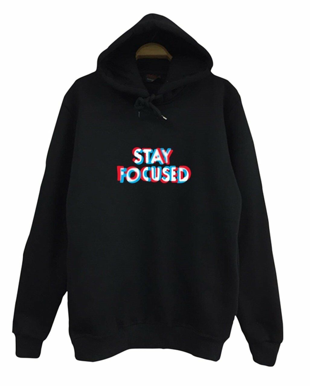 Stay Focused Baskılı Kapşonlu Sweatshirt