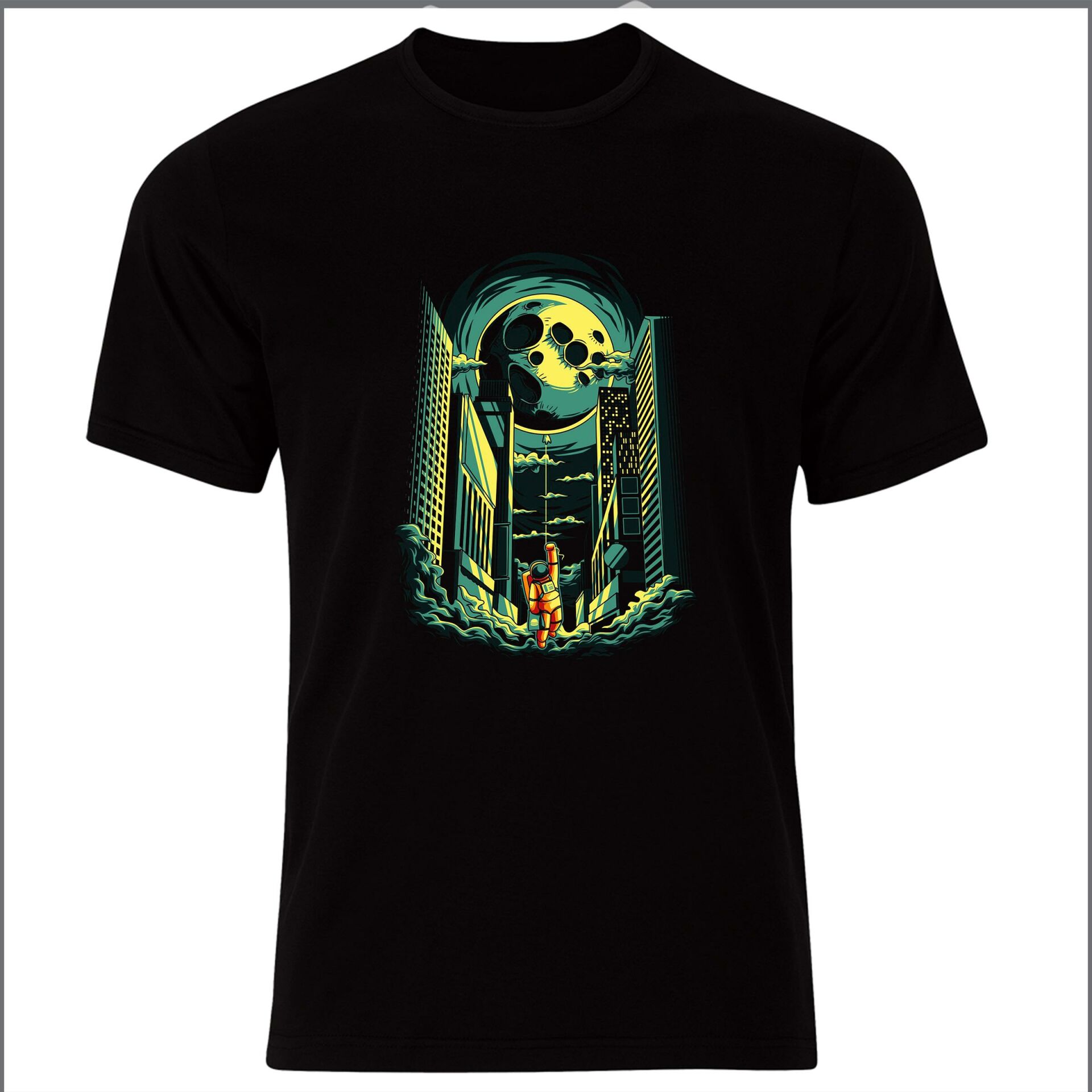 Mars ve Astronot Baskılı Özel Tasarım Unısex Tshirt