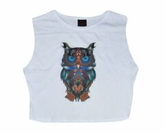 BAYKUŞ Baskılı Göbek Üstü-Yarım T-shirt