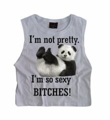 PANDA Baskılı Göbek Üstü-Yarım T-shirt