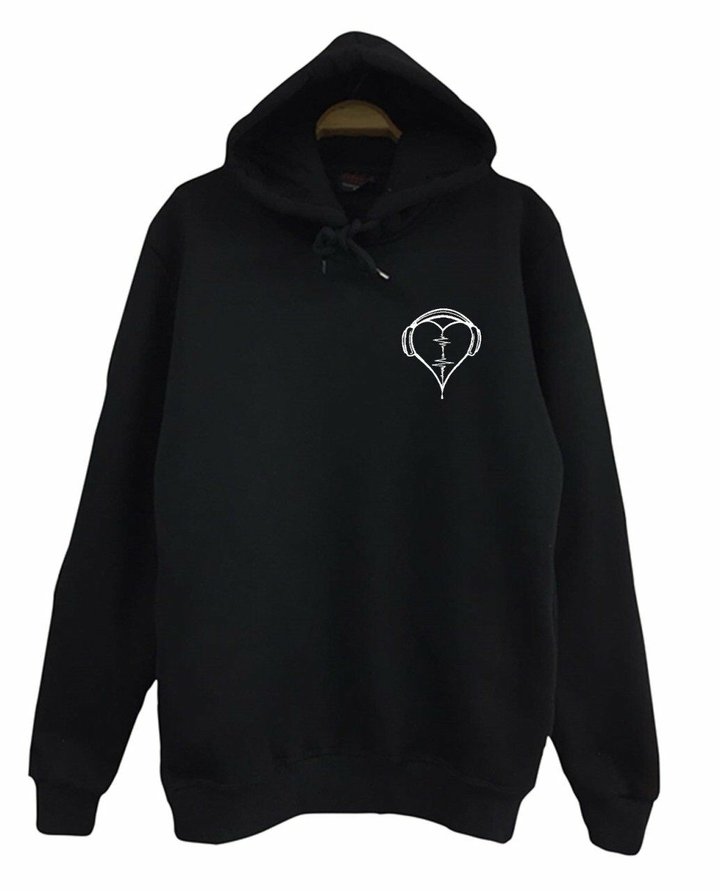 Kulaklık Kalp Ritim Müzik Baskılı Kapüşonlu Sweatshirt