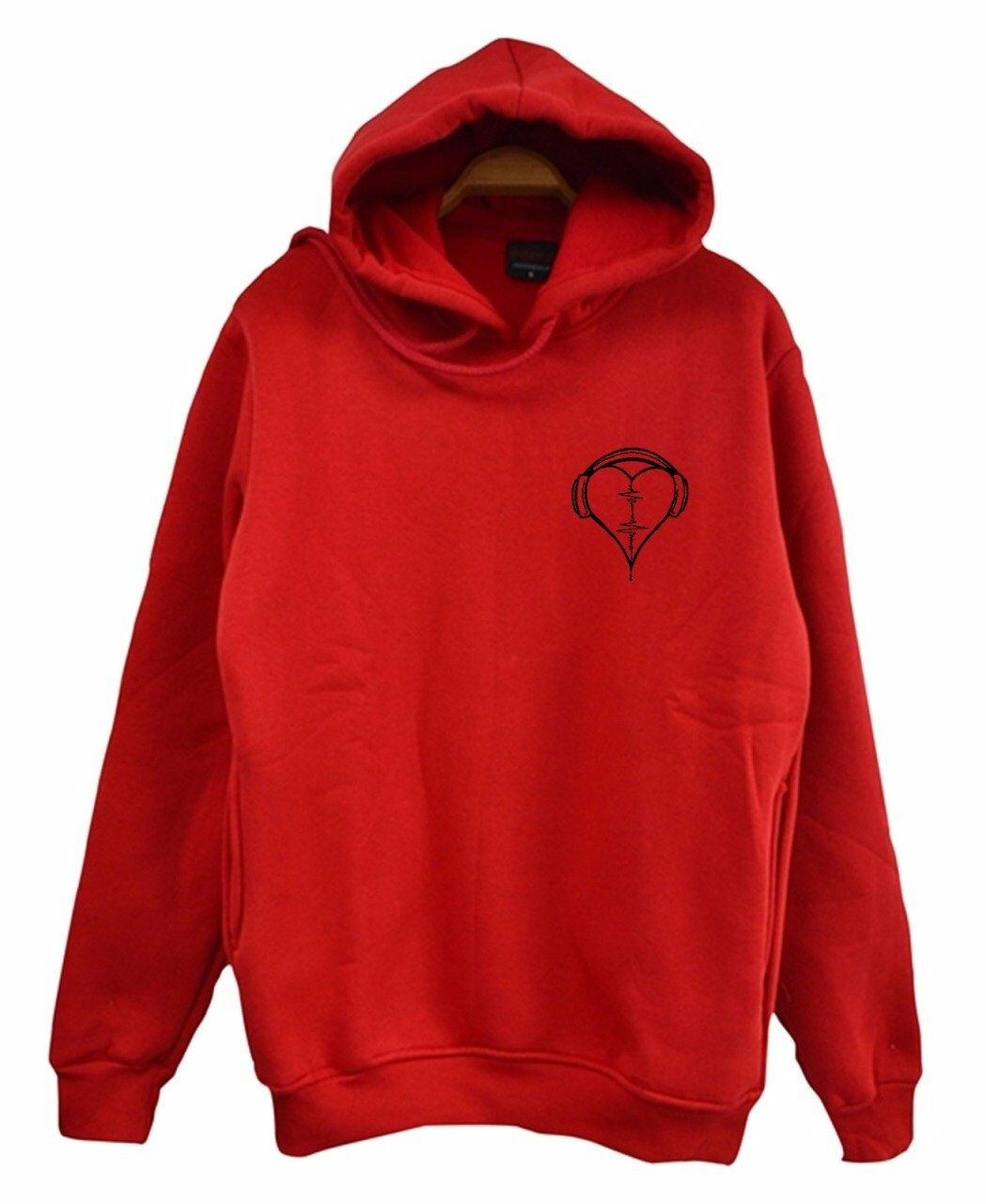 Kulaklık Kalp Ritim Müzik Baskılı Kapüşonlu Sweatshirt