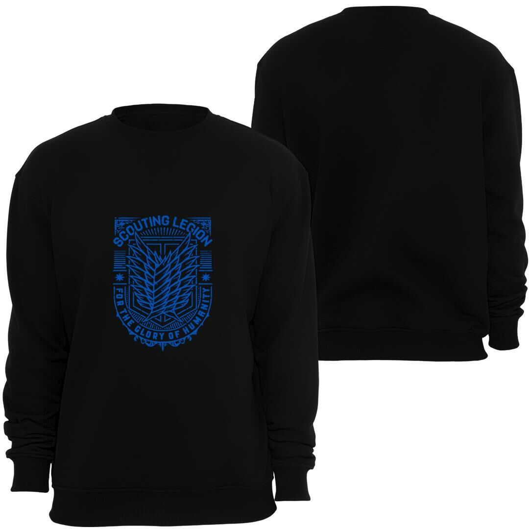 Attack On Titan Anime Baskılı Bisiklet Yaka Sweatshirt
