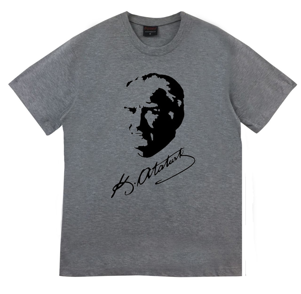 Gazi Mustafa Kemal Atatürk Baskılı T-shirt GRİ - 5XL