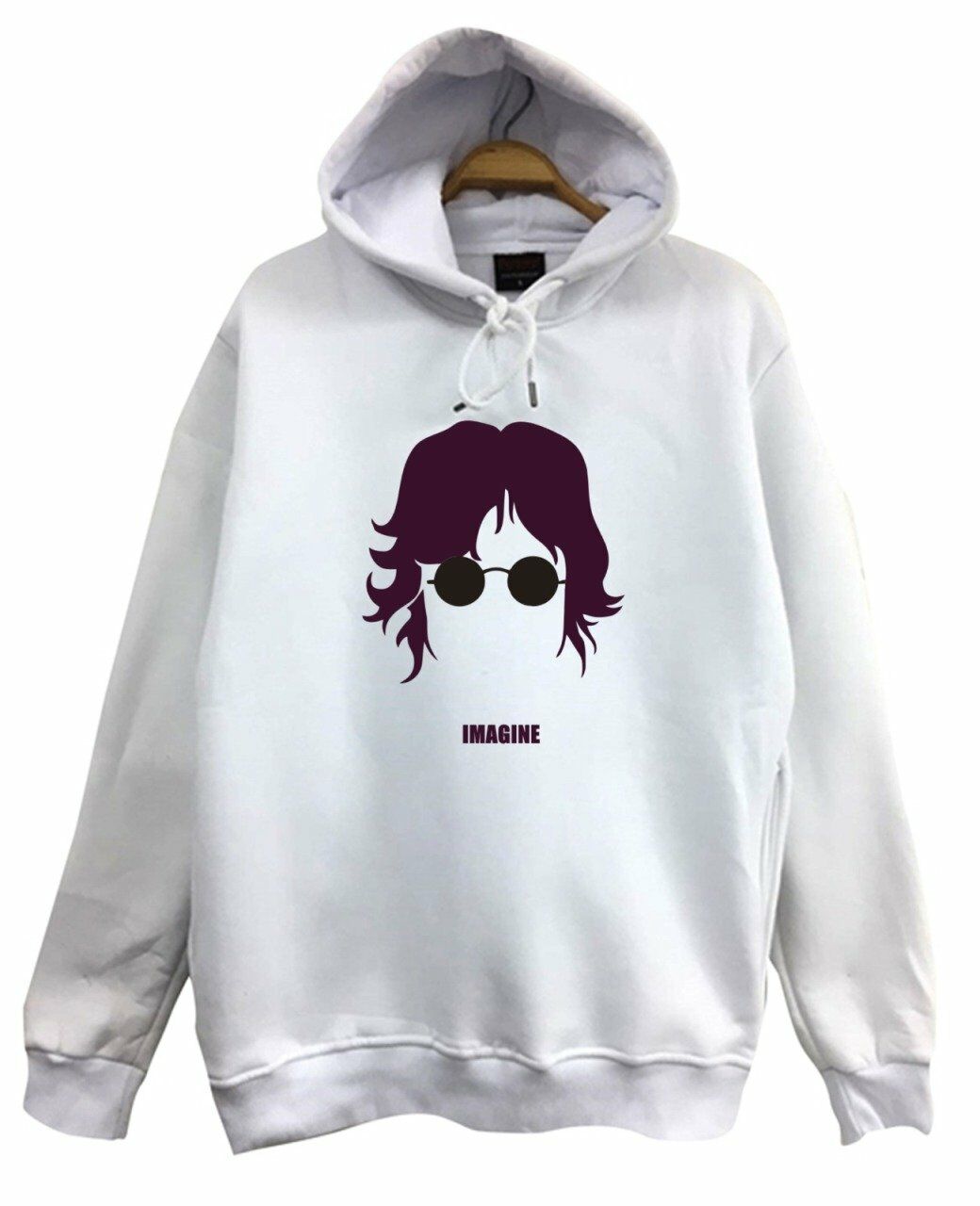 John Lennon Baskılı Kapüşonlu Sweatshirt