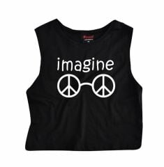 The Beatles Baskılı Göbek Üstü-Yarım T-shirt
