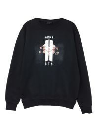 BTS Baskılı Bisiklet Yaka Sweatshirt