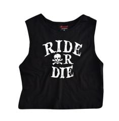Ride Or Die Baskılı Göbek Üstü-Yarım T-shirt
