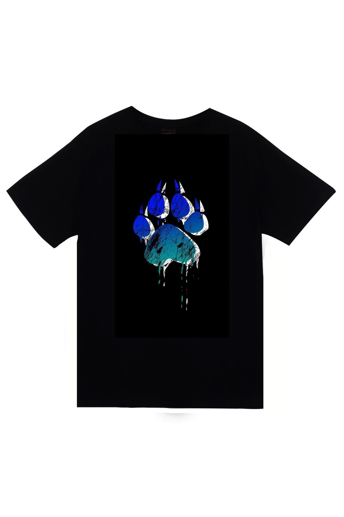 Therian Pati Baskılı Unisex %100 Pamuk Siyah T-shirt