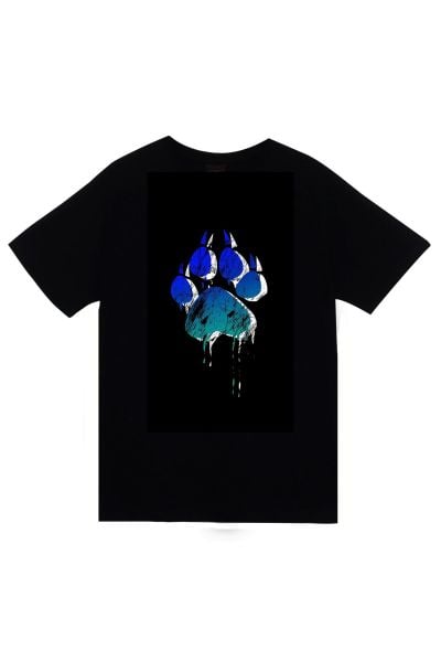 Therian Pati Baskılı Unisex %100 Pamuk Siyah T-shirt