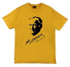 Gazi Mustafa Kemal Atatürk Baskılı T-shirt SARI - 2XL