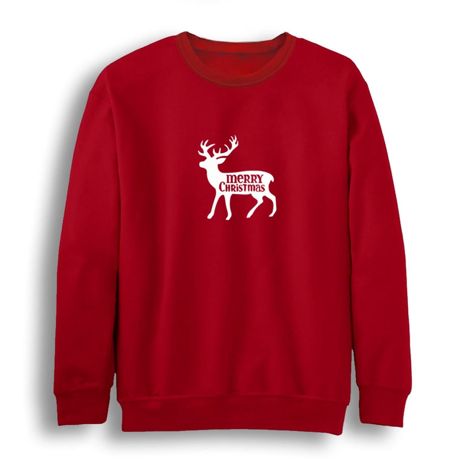 Yeni Yıl Hohoho Christmas Baskılı Bisiklet Yaka Sweatshirt