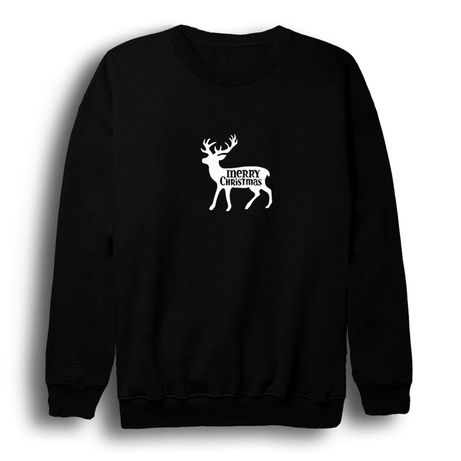 Yeni Yıl Hohoho Christmas Baskılı Bisiklet Yaka Sweatshirt