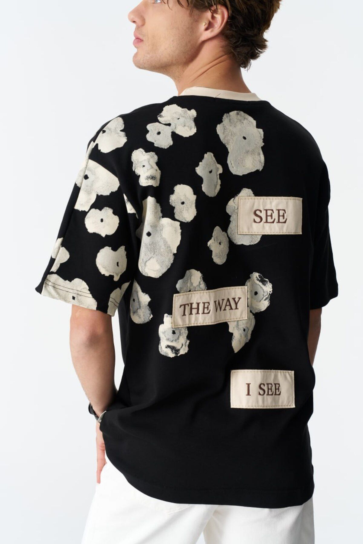 See The Way I See Yazılı, Baskılı, Nakışlı %100 Pamuk Oversize Siyah T-shirt