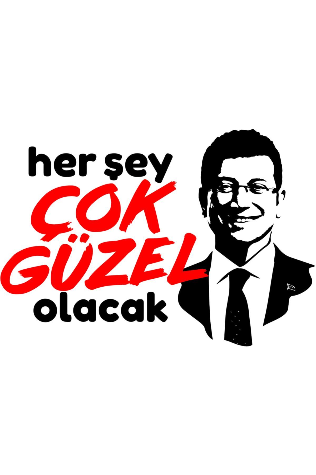 Her Şey Çok Güzel Olacak Ekrem İmamoğlu Baskılı Unisex %100 Pamuk Beyaz T-shirt