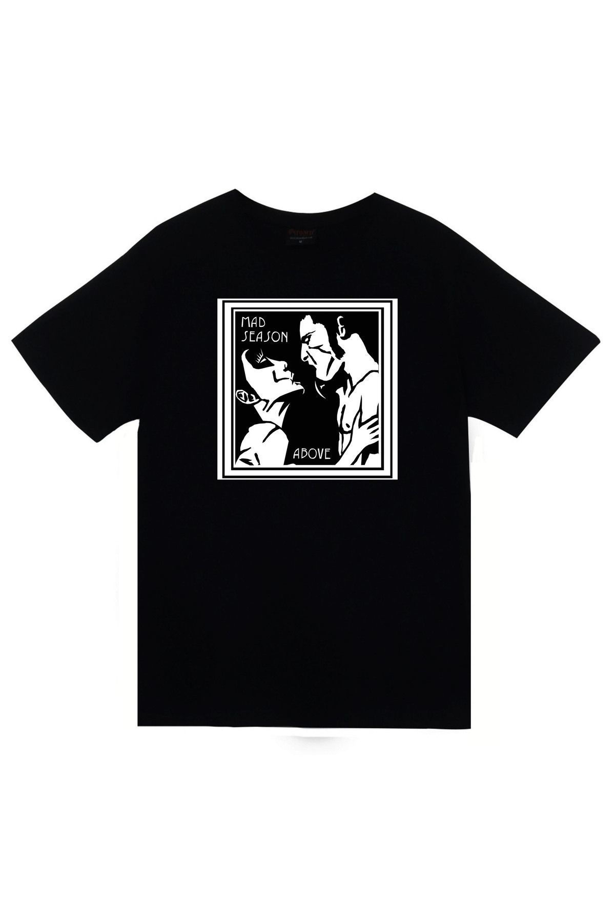 Mad Above Müzik Grubu Baskılı Unisex %100 Pamuk Siyah T-shirt