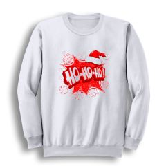 Yeni Yıl Hohoho Christmas Baskılı Bisiklet Yaka Sweatshirt