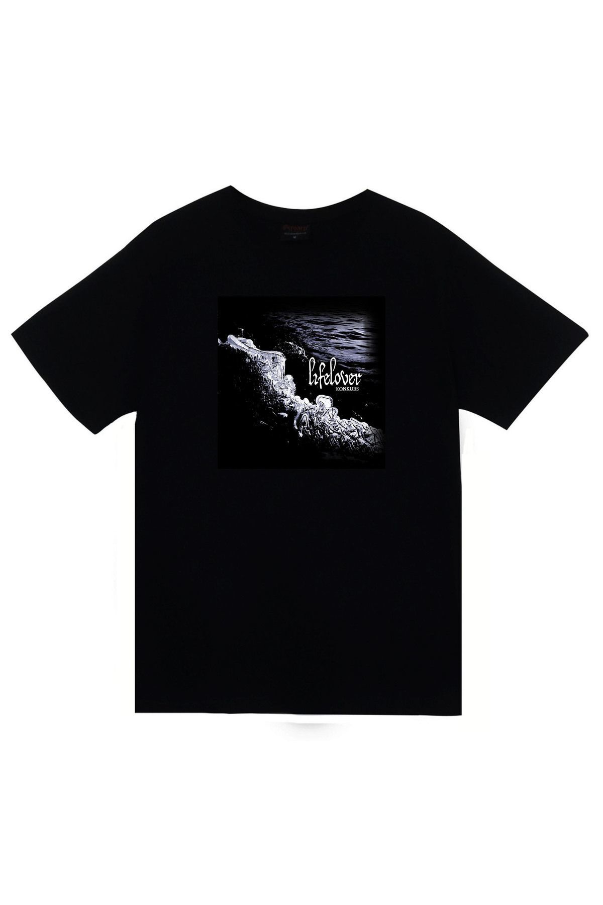 Lifelover Müzik Grubu Baskılı Unisex %100 Pamuk Siyah T-shirt