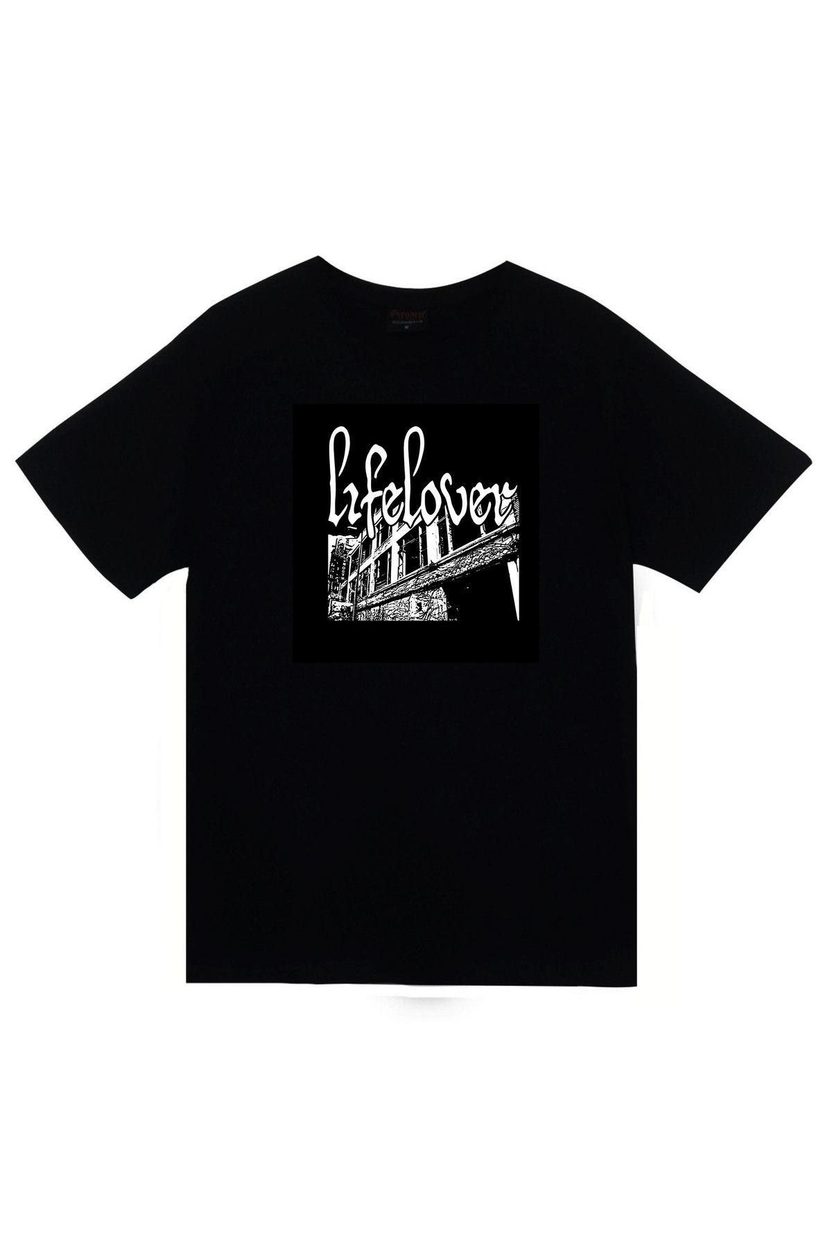 Lifelover Müzik Grubu Baskılı Unisex %100 Pamuk Siyah T-shirt