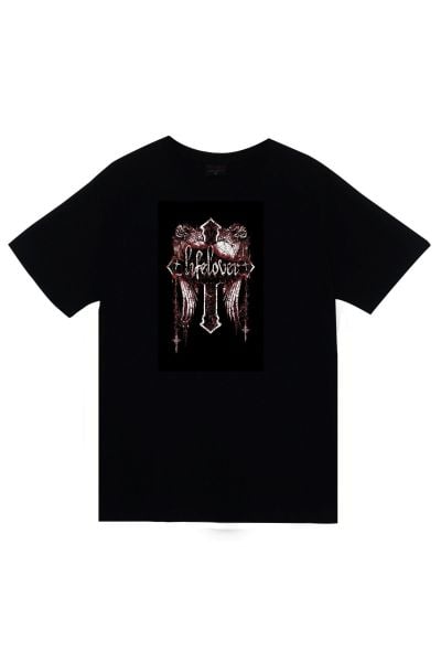 Lifelover Müzik Grubu Baskılı Unisex %100 Pamuk Siyah T-shirt