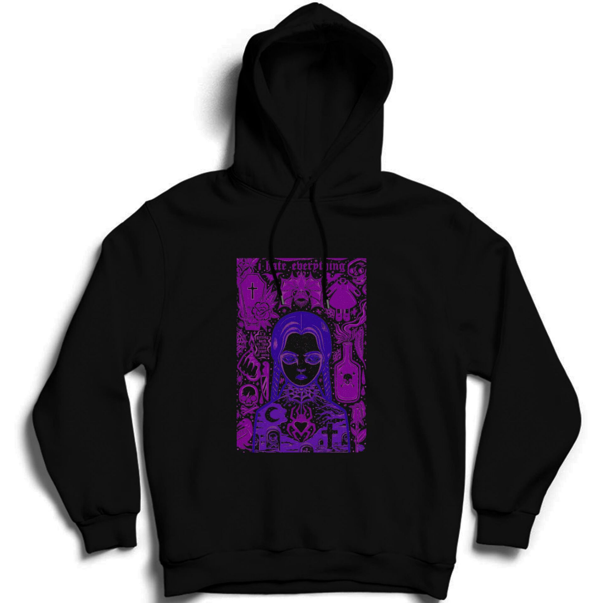 Wednesday Baskılı Özel Tasarım Unısex Kapşonlu Sweatshirt