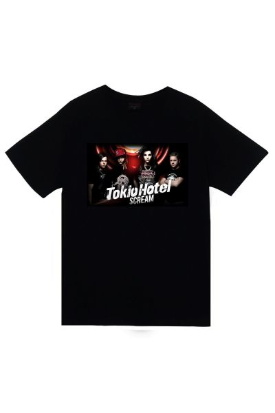 Tokio Hotel Baskılı Unisex Siyah %100 Pamuk T-shirt