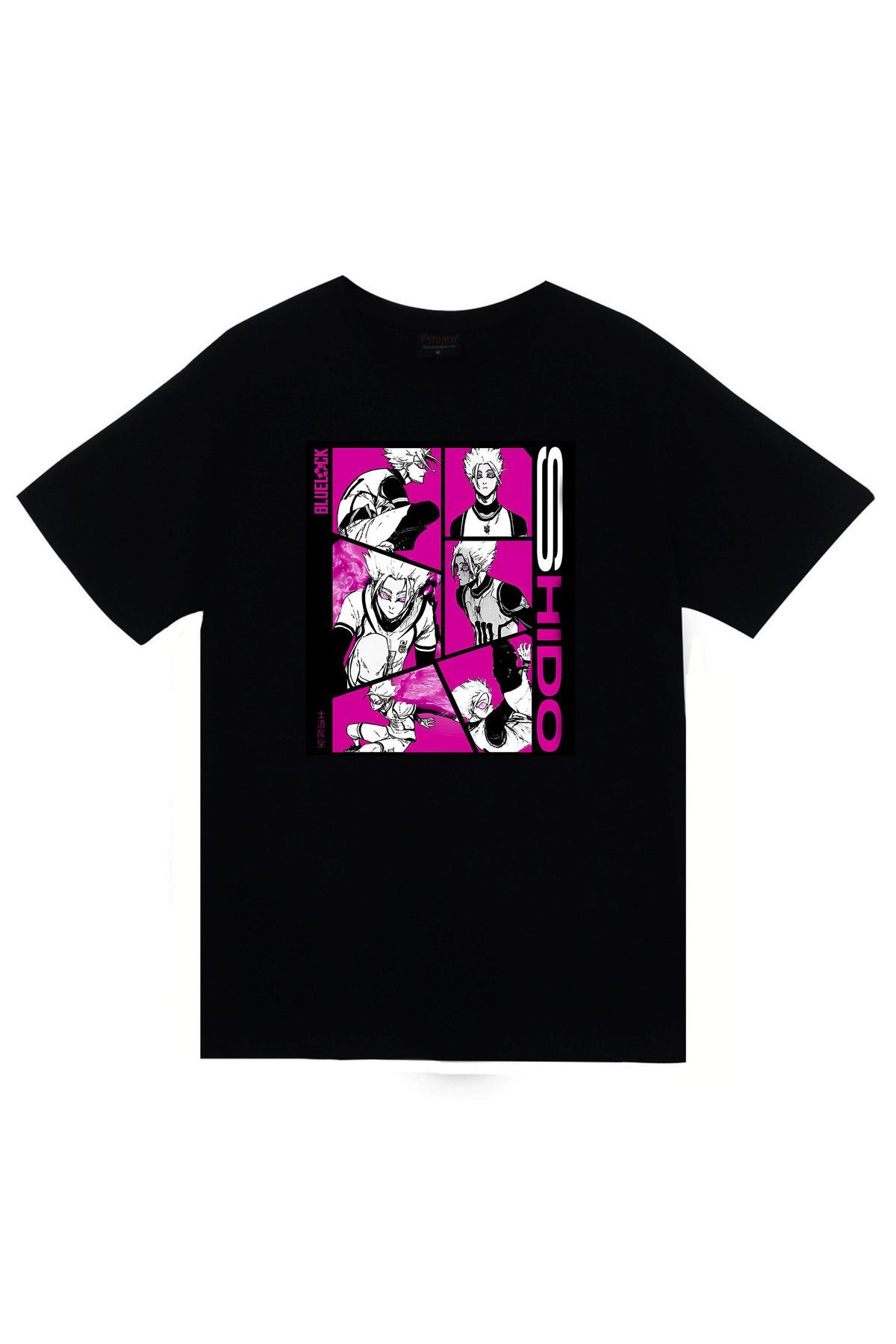 Blue Lock Yukiyama Kenyu Anime Baskılı Unisex %100 Pamuk Siyah T-shirt