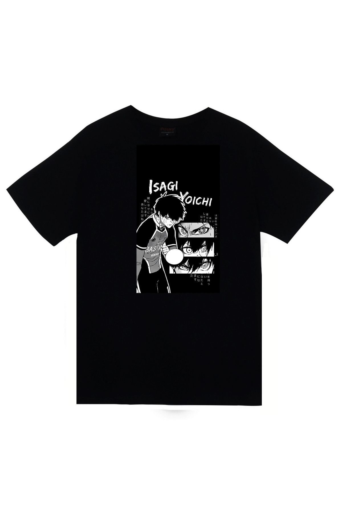 Blue Lock Chigiri Hyoma Anime Baskılı Unisex %100 Pamuk Siyah T-shirt