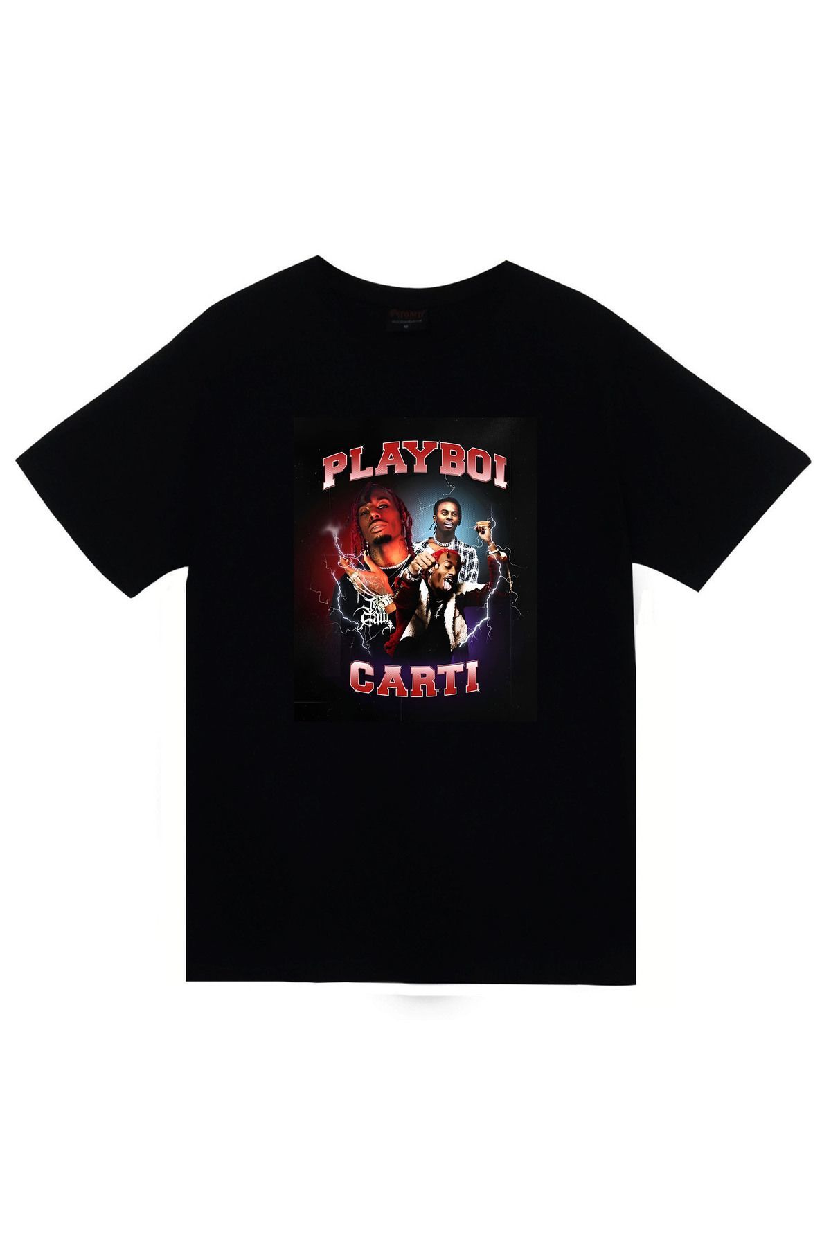 Playboi Carti Baskılı Unisex %100 Pamuk Siyah T-shirt