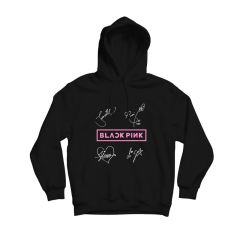 Black Pink Baskılı Kapşonlu Sweatshirt