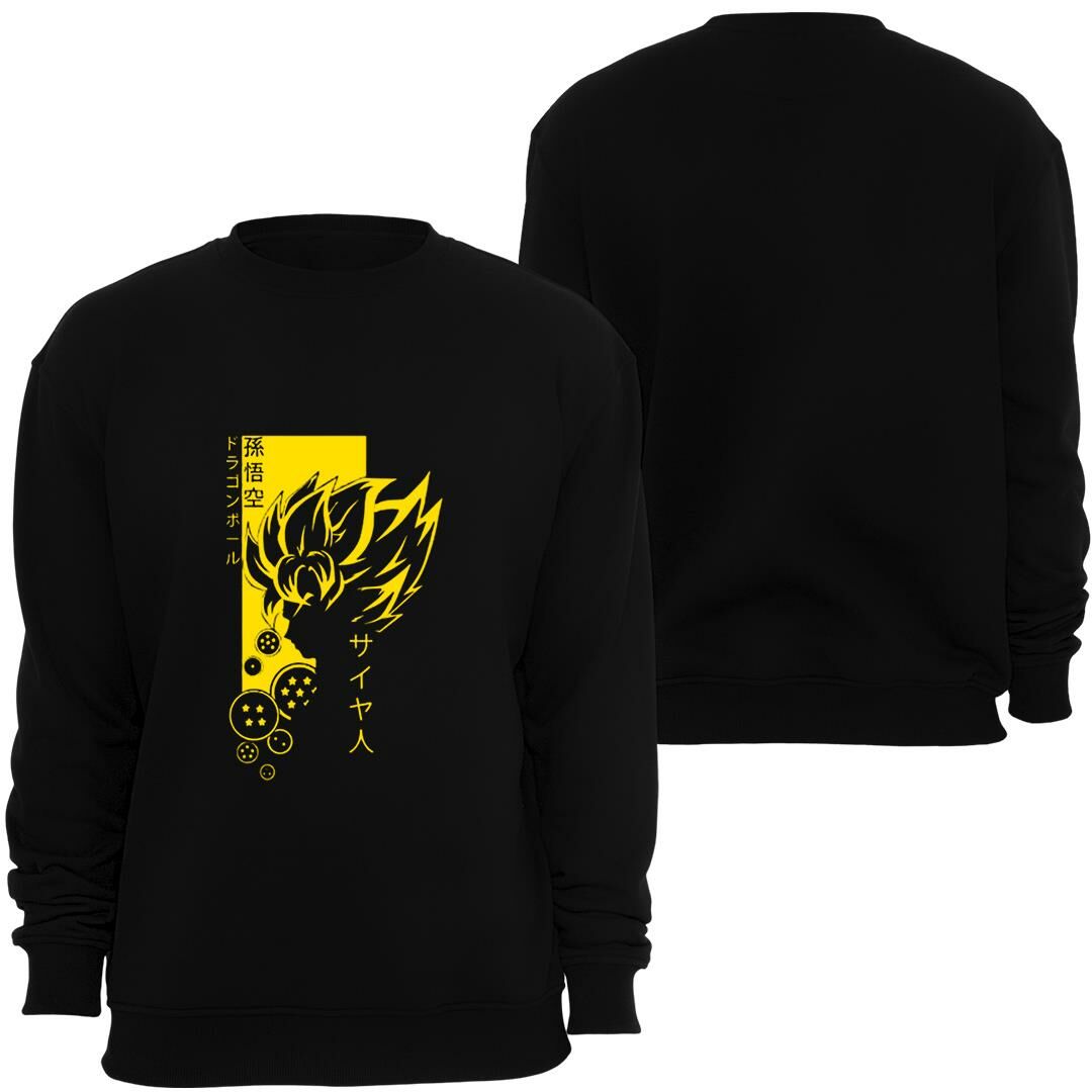 Dragonball Z Anime Baskılı Bisiklet Yaka Sweatshirt