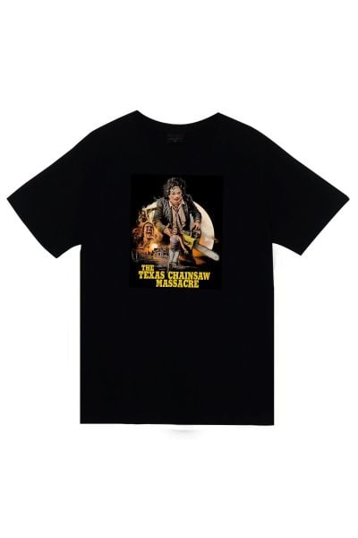 Halloween Baskılı Unisex %100 Pamuk Siyah T-shirt