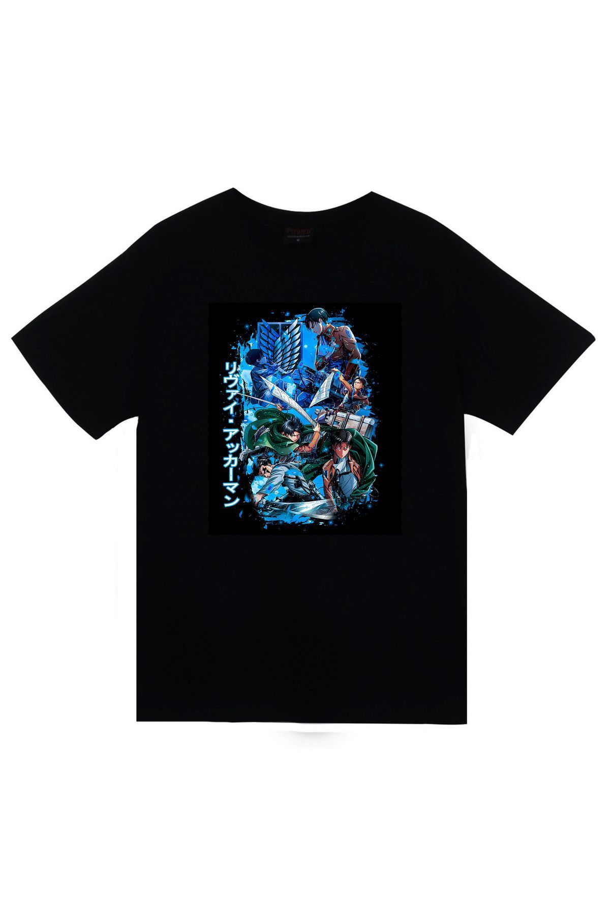 Demon Slayer Tanjiro Kamado Anime Baskılı Unisex %100 Pamuk Siyah T-shirt