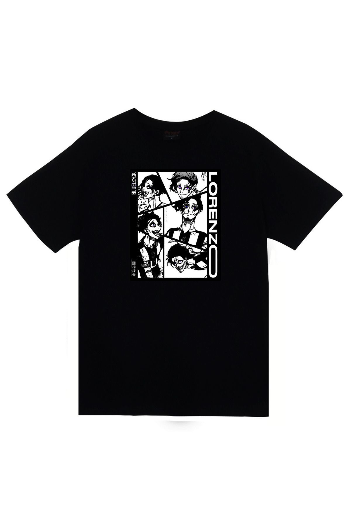 Jojo Anime Baskılı Unisex %100 Pamuk Siyah T-shirt