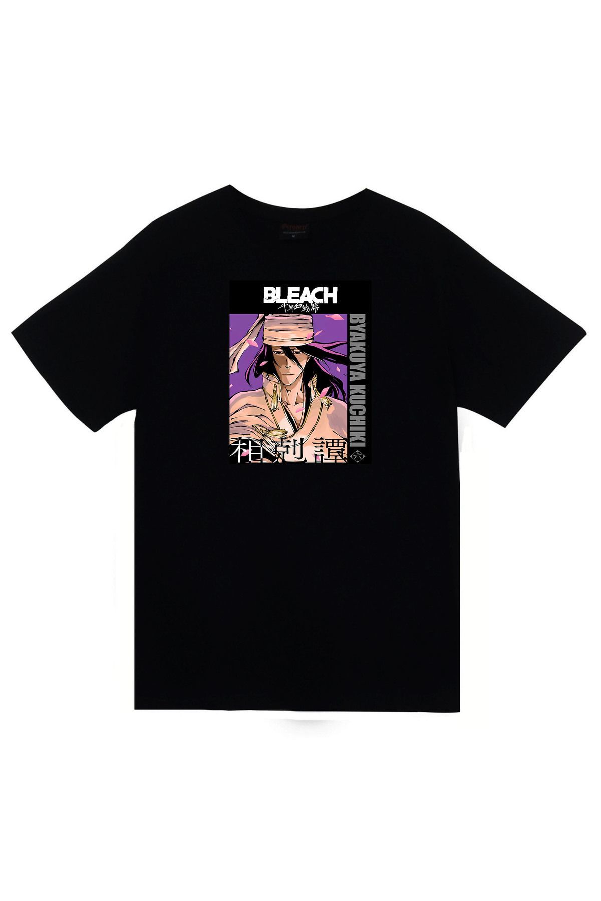 Bleach Rukia Kuchiki Anime Baskılı Unisex %100 Pamuk Siyah T-shirt