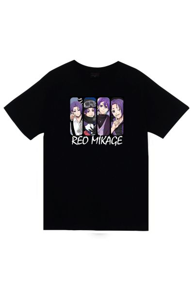 Blue Lock, Rin İtoshi Anime Baskılı Unisex %100 Pamuk Siyah T-shirt