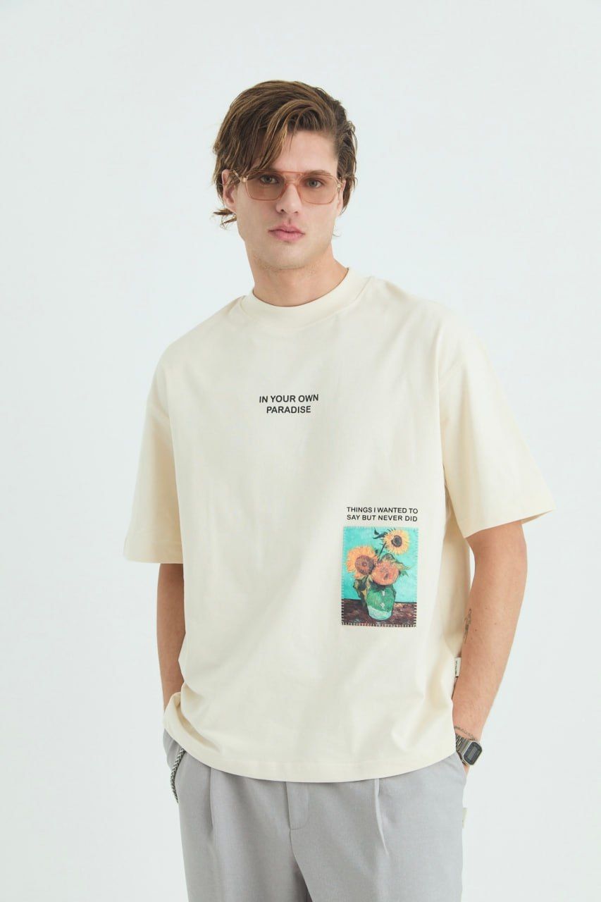 Vincent Van Gogh Baskılı Unisex %100 Oversize T-shirt