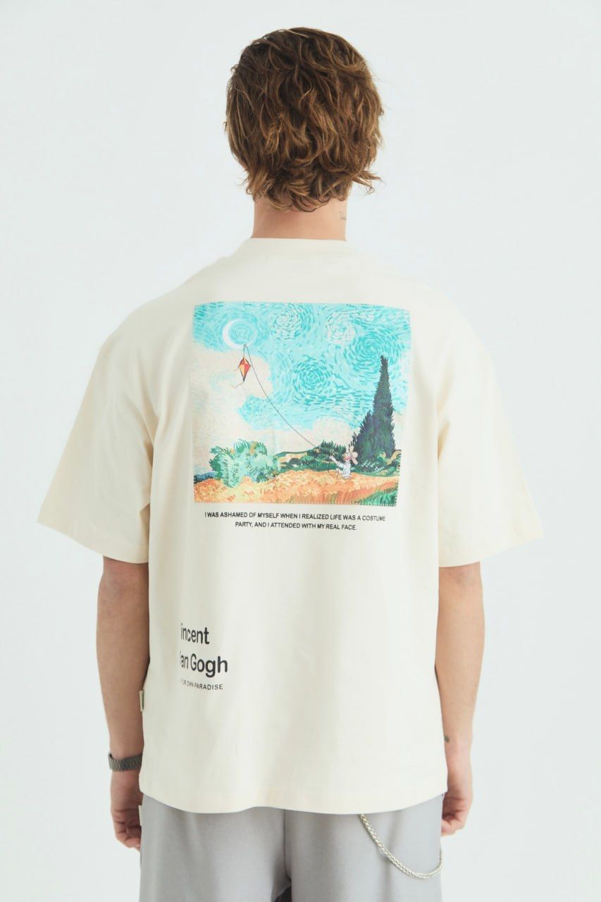 Vincent Van Gogh Baskılı Unisex %100 Oversize T-shirt
