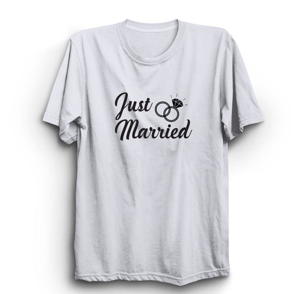 Just Married Evlendik Baskılı Tshirt