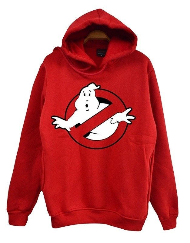 Hayalet Avcılar Baskılı Kapüşonlu Sweatshirt KIRMIZI - 5XL